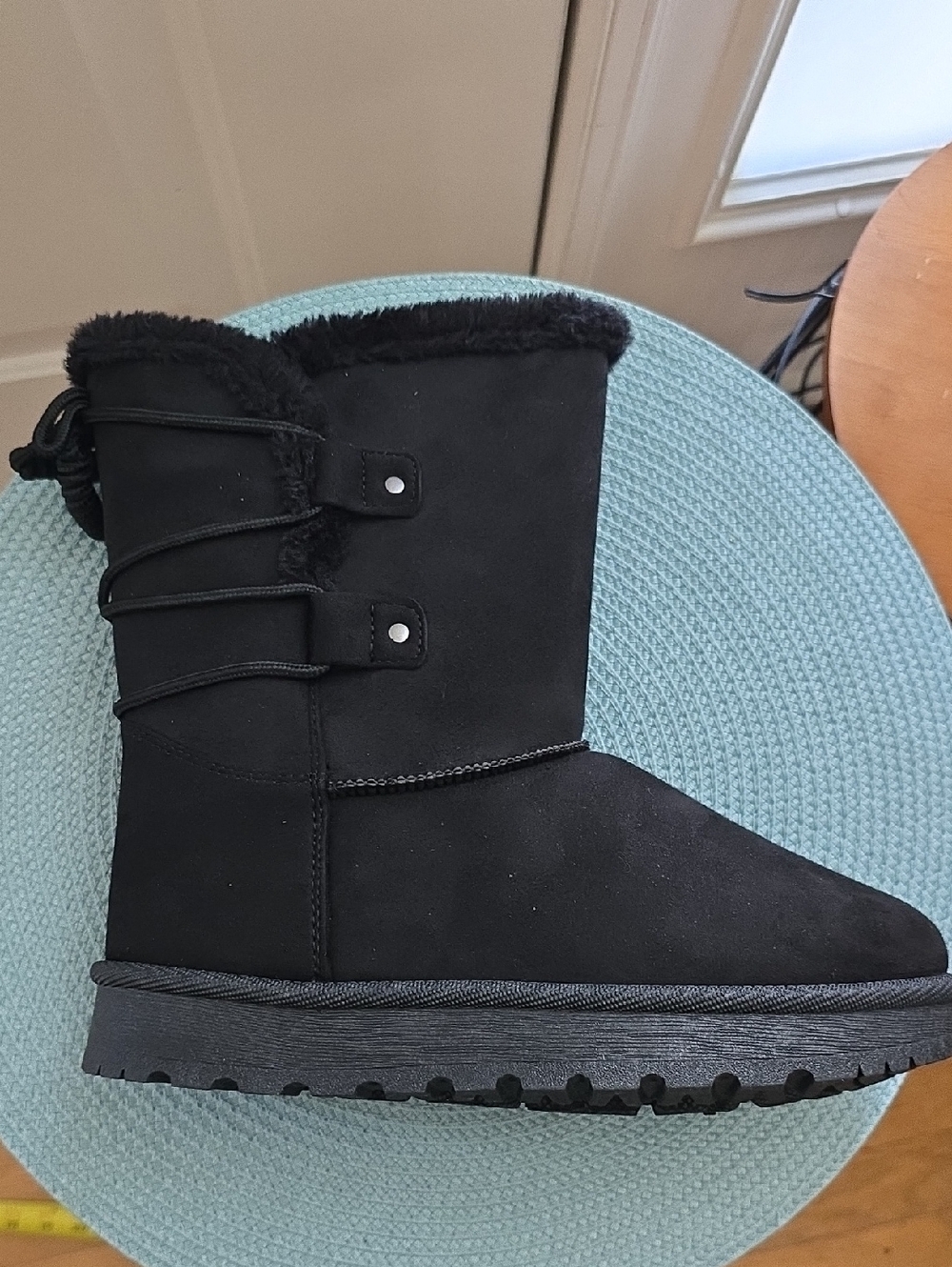 POP BRAND WOMEN'S BLACK SUEDELIKE SLIP-ON BOOTS SIZE 6.5. - Picture 8 of 15